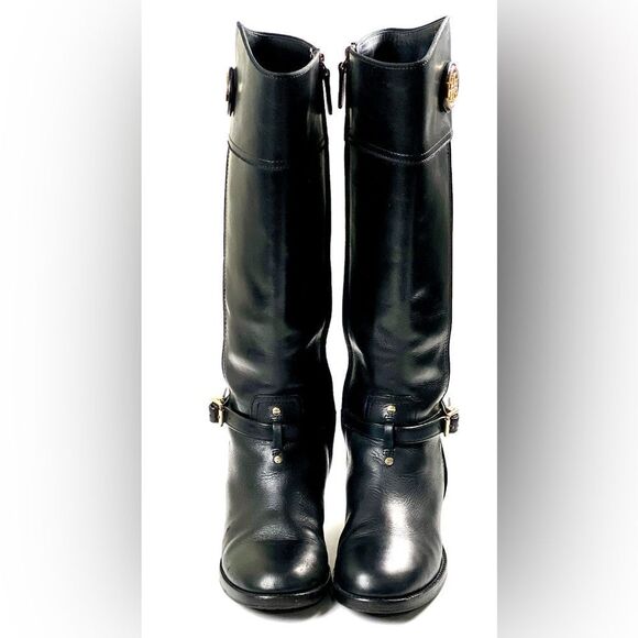 Tory Burch Teresa Black Leather Riding Boots - Picture 3 of 14